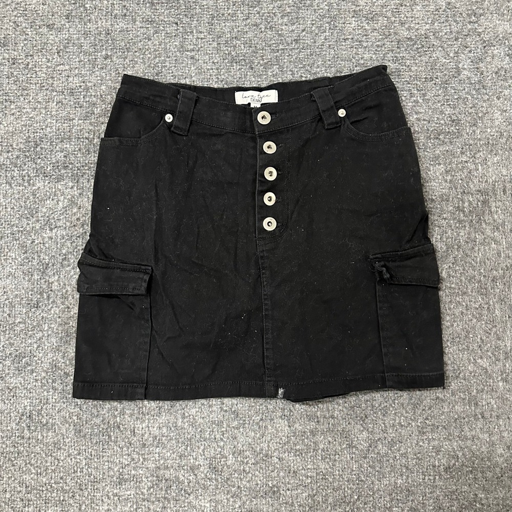 Love Tree Skirt Womens Size M Black Cargo Button Front Mini Utility Stretch